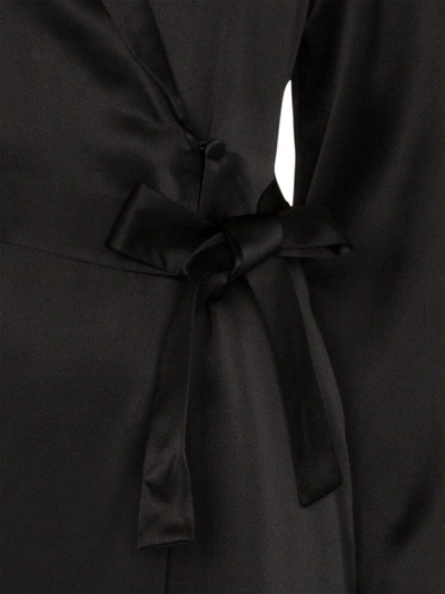 Shop La Perla Belted Silk-satin Robe In Black