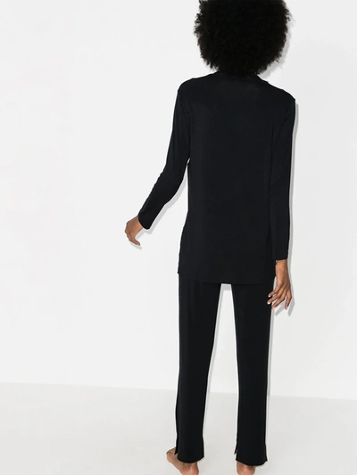 Shop La Perla Lace-trim Pajama Set In Black