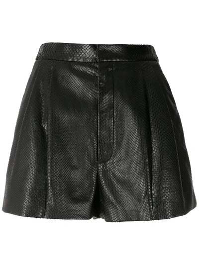 Shop Saint Laurent Snakeskin Pattern Short Shorts In Black