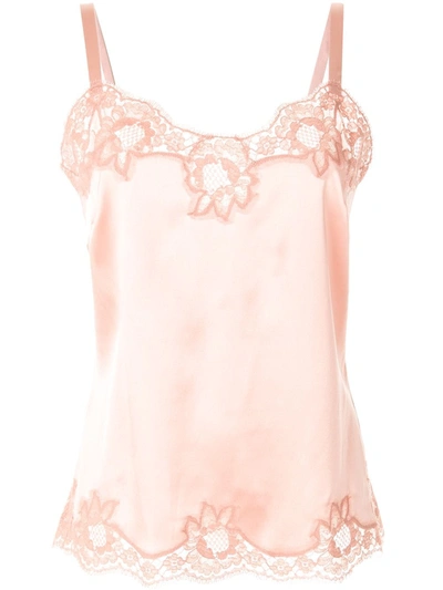 Shop Dolce & Gabbana Lace Trim Camisole In Pink