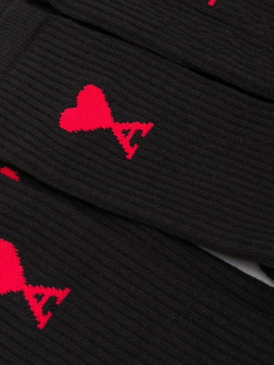 Shop Ami Alexandre Mattiussi Three Pack Of Logo Detail Socks In Black