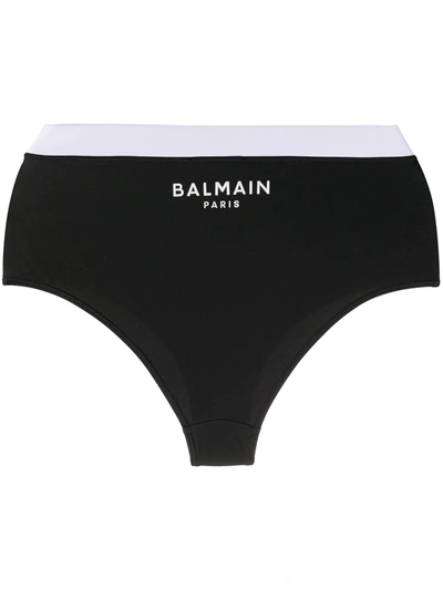 Shop Balmain Small Logo Print Briefs In Black