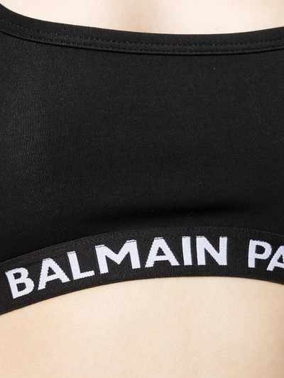 Shop Balmain Logo Band Bra In Black