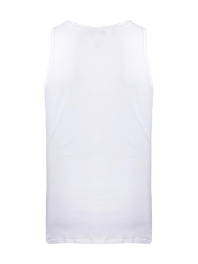 Shop Versace Embroidered Logo Tank Top In White