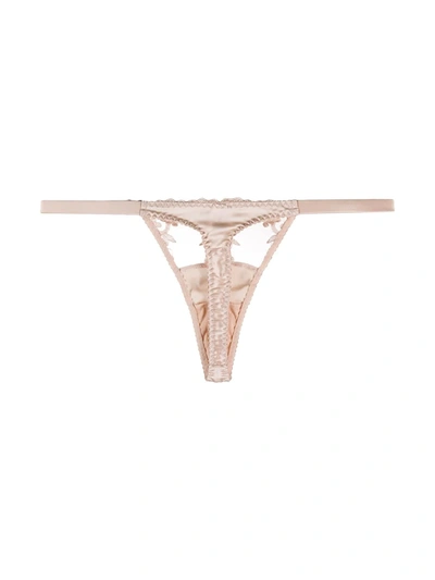 Fleur Of England Lilian Lace-panel Thong In Pink