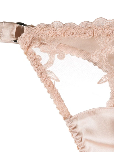 Fleur Of England Lilian Lace-panel Thong In Pink