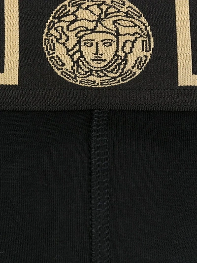 Shop Versace Greca Wasitband Briefs In Black