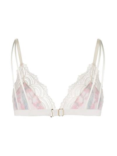 Shop Dolci Follie Peacock Print Triangle Bra In White