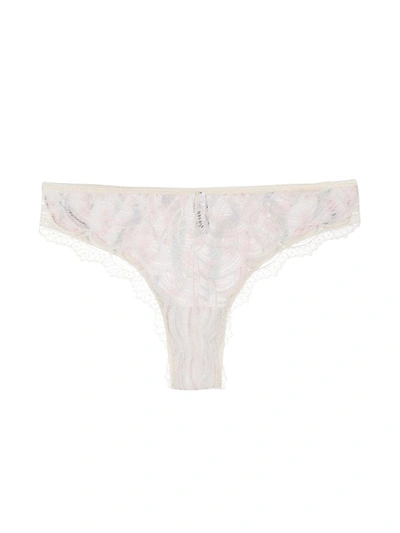 Shop Dolci Follie Peacock Print Brazilian Briefs In White