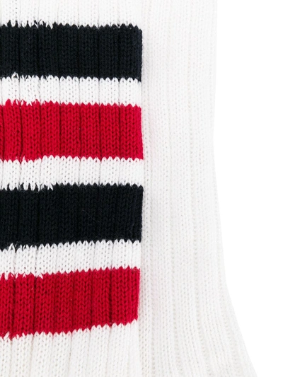 Shop Thom Browne 4-bar Detail Socks In White