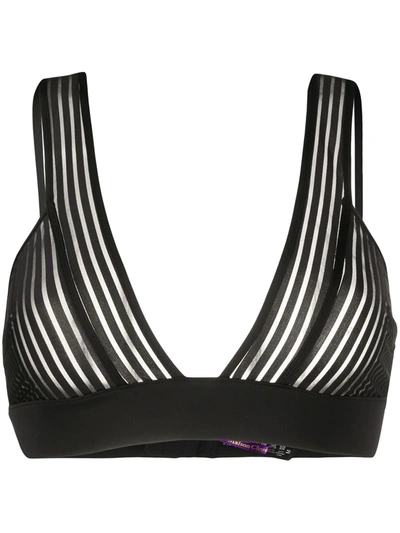 Shop Maison Close Striped Triangle Bra In Black