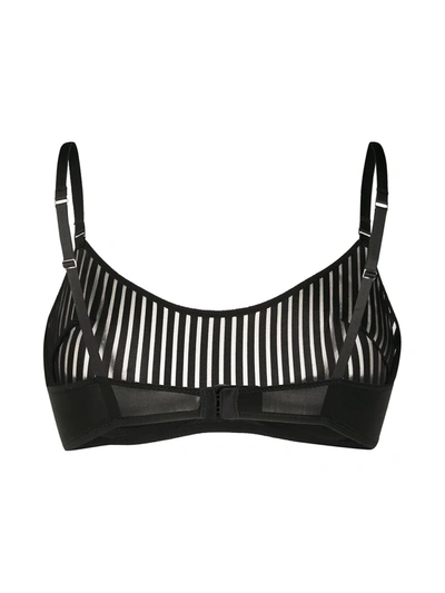 Maison Close Striped Underwired Bra In Black
