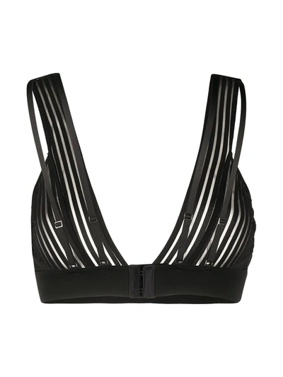 Maison Close Striped Triangle Bra In Black