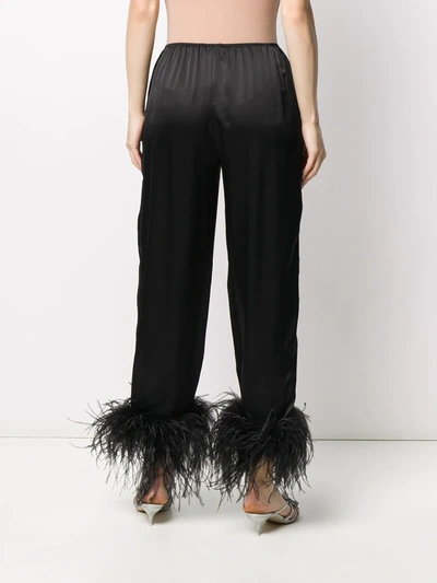 Shop Gilda & Pearl Mia Feather-trimmed Pyjama Bottoms In Black