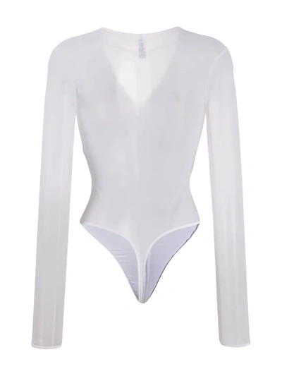 Shop Maison Close Zipped Thong Bodysuit In White