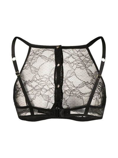 Shop Maison Close Lace Buttoned Bra In Black