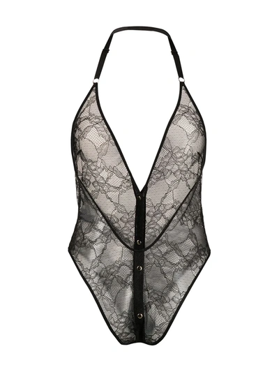 Maison Close Lace Backless Bodysuit In Black