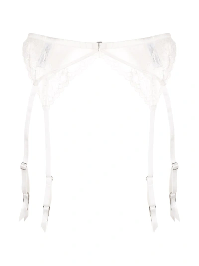 Fleur Du Mal White Gardenia Garter Belt In White