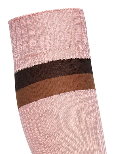 Shop Fendi Jacquard Pequin Striped Socks In Pink