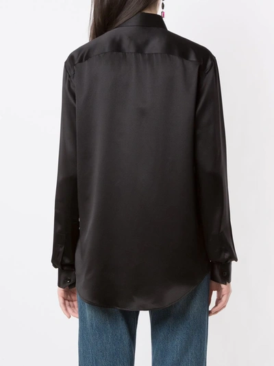 Shop Saint Laurent Satin Buttoned Shirt In Black