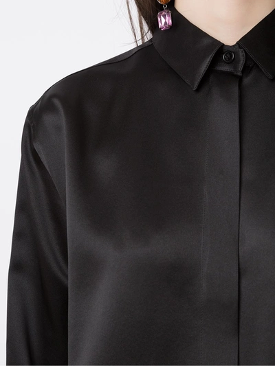 Shop Saint Laurent Satin Buttoned Shirt In Black