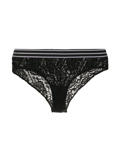 Shop Dolce & Gabbana Floral Lace Briefs In Black