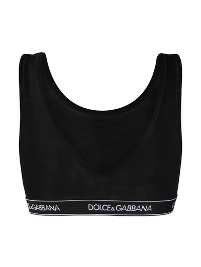 Shop Dolce & Gabbana Logo Brand Sports Bra In Black