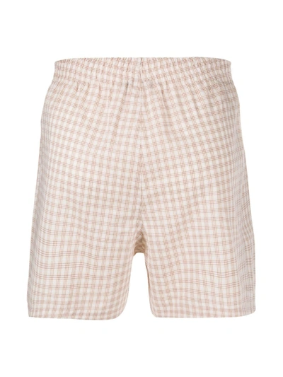 Shop Raf Simons Patch Detail Checked Boxers In Brown