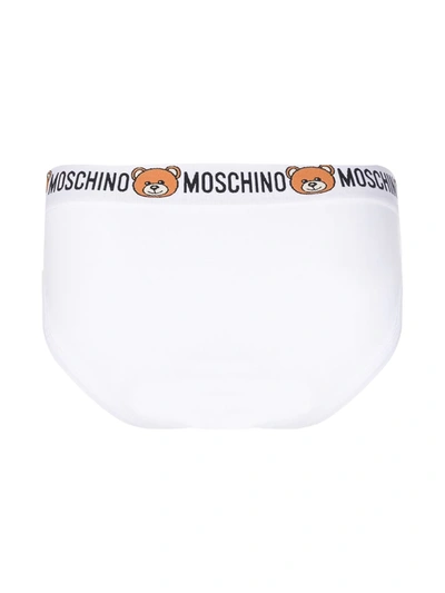 Shop Moschino Set Of Two Logo-waistband Briefs In White