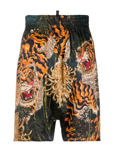 Shop Dsquared2 Tiger-print Boxers In Black