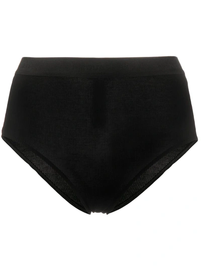 Shop Dsquared2 High Waisted Cotton Briefs In Black