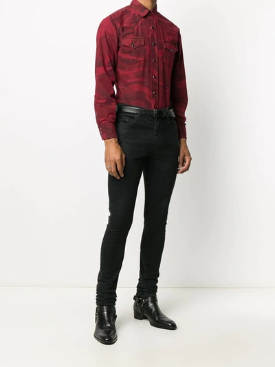 Shop Saint Laurent Camouflage Print Shirt In Red