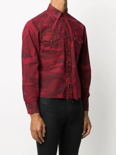 Shop Saint Laurent Camouflage Print Shirt In Red