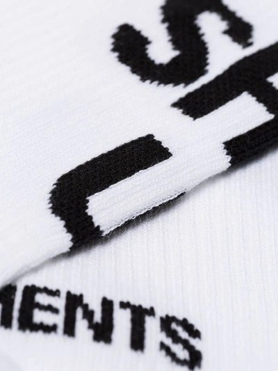 Shop Vetements Shut Up Slogan Socks In White