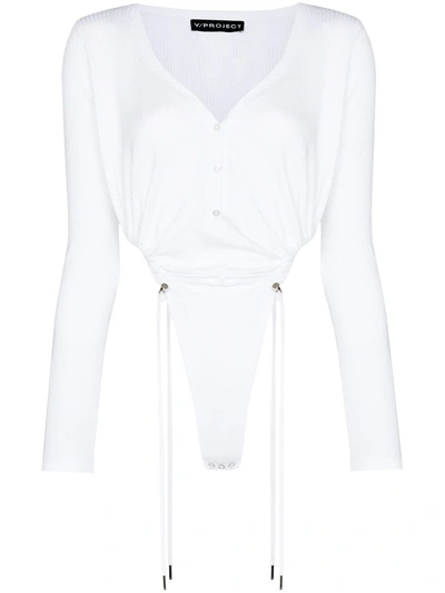 Shop Y/project V-neck Toggle-tie Bodysuit In White