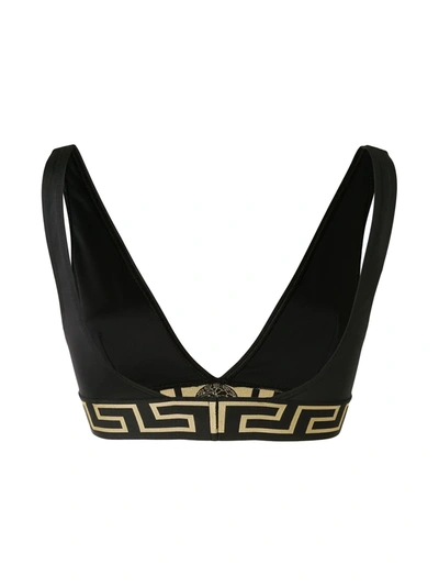 Shop Versace Greca Border Triangle Bikini Top In Black