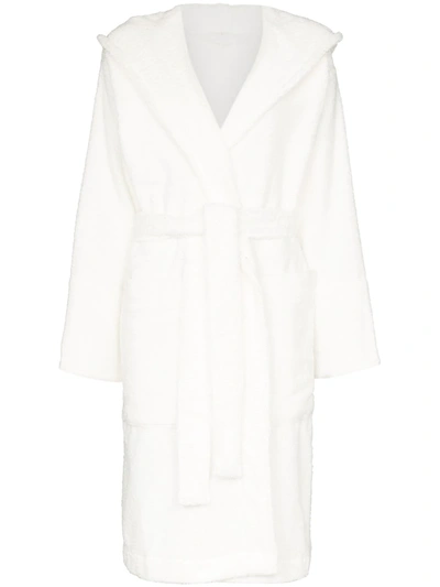 Shop Tekla Hooded Dressing Gown In White