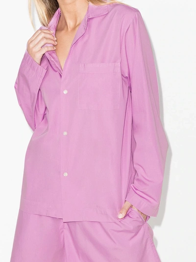 Shop Tekla Longsleeved Pyjama Shirt In Purple