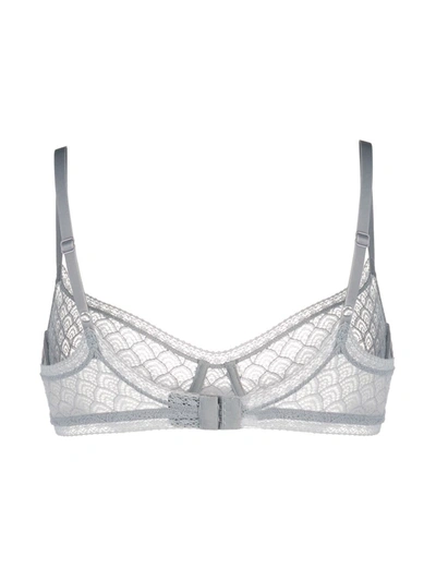 Shop Eres Chevron Full-cup Lace Bra In Grey
