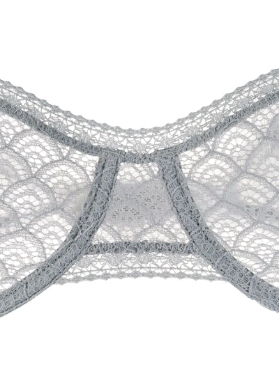 Shop Eres Chevron Full-cup Lace Bra In Grey
