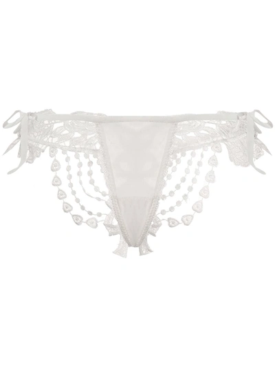 Shop Belle Et Bon Bon Bisoux Lace-detail Thong In White