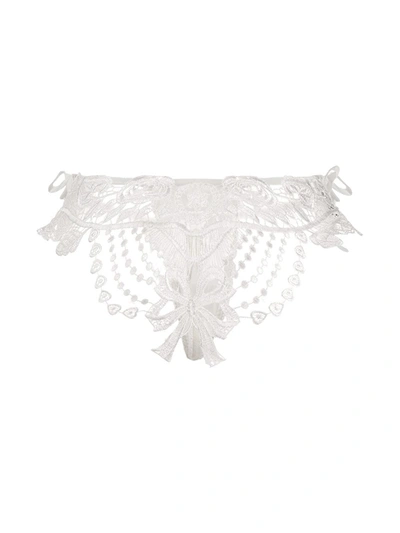 Shop Belle Et Bon Bon Bisoux Lace-detail Thong In White