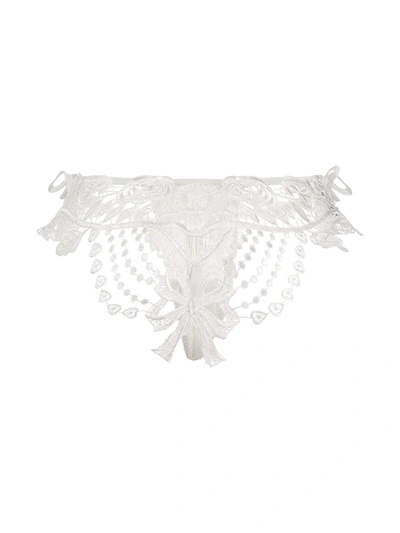 Belle Et Bon Bon Bisoux Lace-detail Thong In White