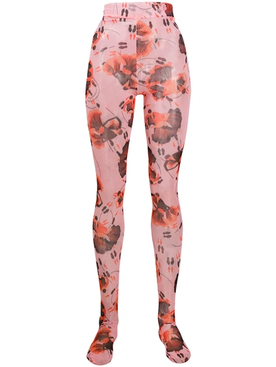 Shop Henrik Vibskov Waltz-print High-rise Tights In Pink