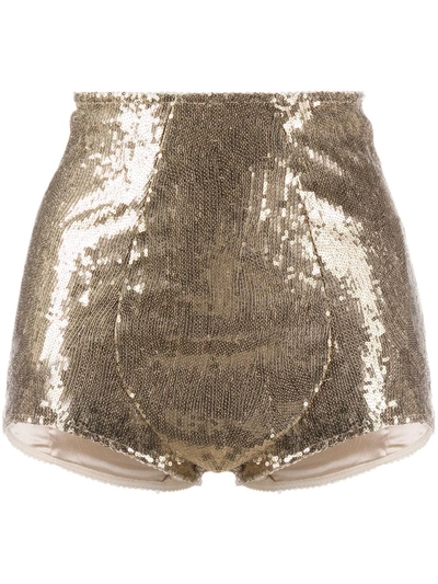 Shop Dolce & Gabbana Sequin-embellished Culotte Briefs In Gold