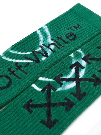 Shop Off-white Arrows Tie-dye Socks In Green