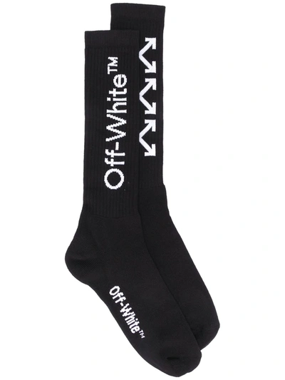 Shop Off-white Arrows Motif Ribbed Socks In Black