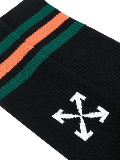Shop Off-white Arrows Ribbed-knit Sport Socks In Black
