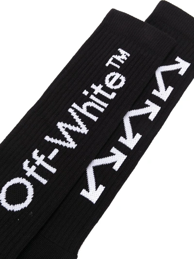 Shop Off-white Arrows Motif Ribbed Socks In Black