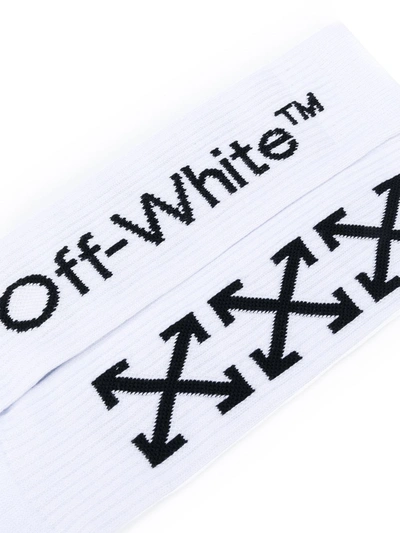 Shop Off-white Mid-length Arrows Logo Socks In White